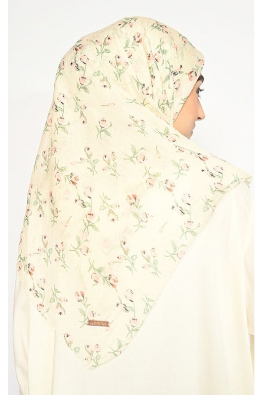 Hijab Segi Empat Jeany Creme Jahit Tepi